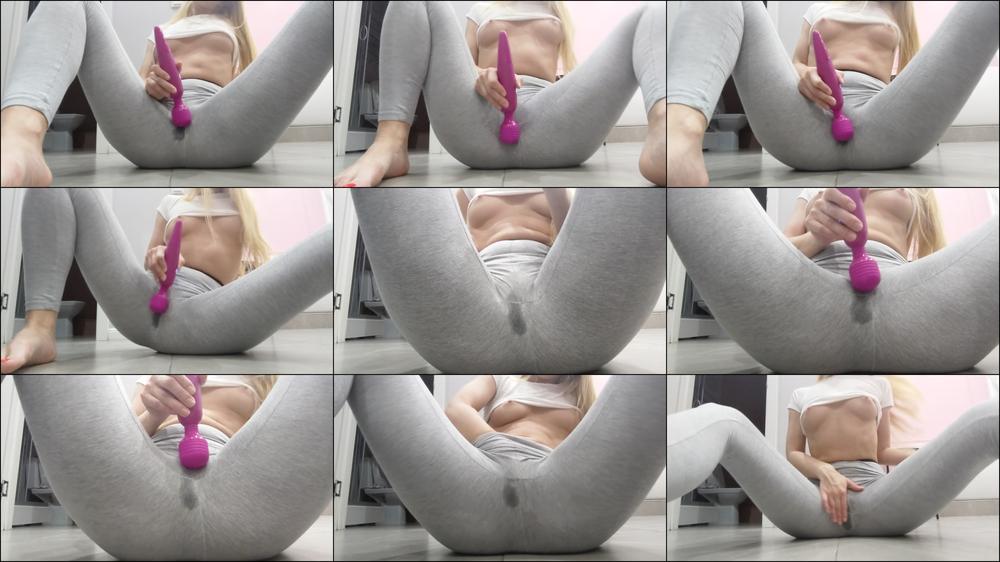 wetting my yoga pants with cum