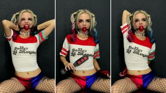 Harley Quinn Cosplay - Ballgagged Slappi - Oct 29, 2022 (Lil cosplay slut)