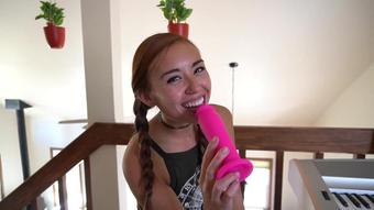 Playful Silly Face Dildo Sucking (BrandiBabes)