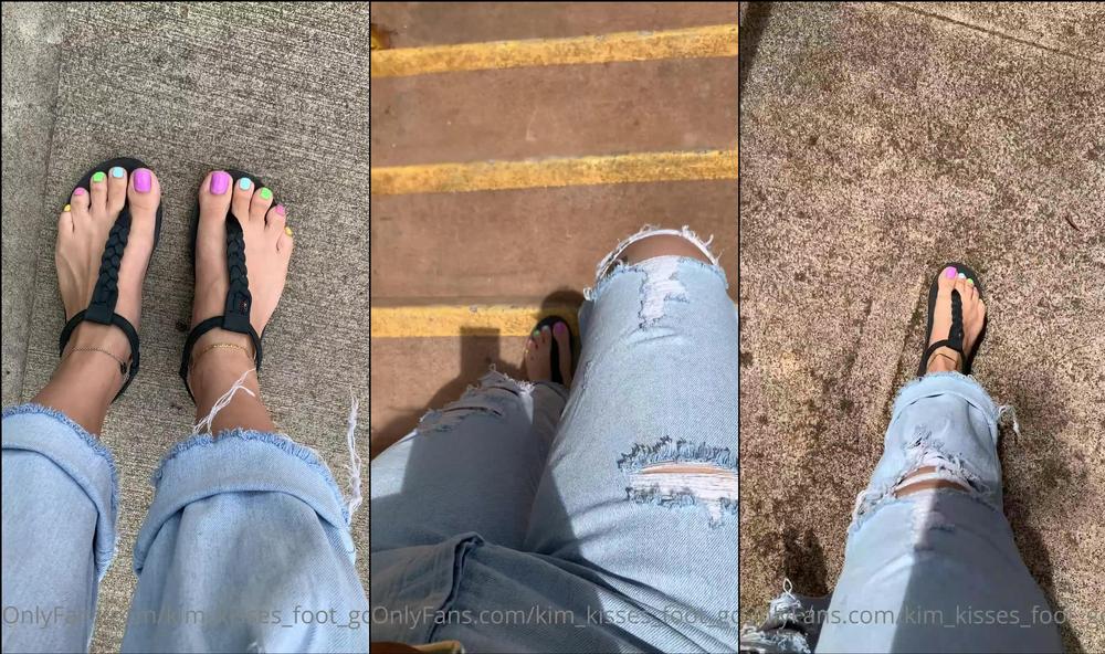 kim kisses foot goddess 06 04 2021 2075107446 showing off my rainbow sandals one last time today