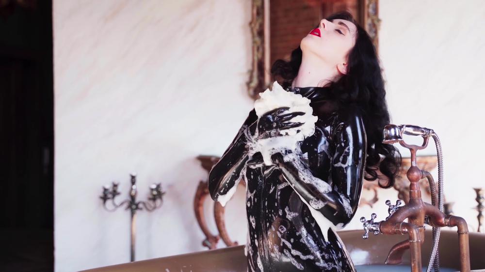 Washing A Latex Catsuit In The Bathroom