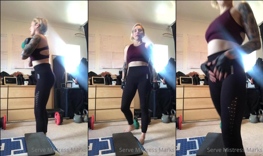 mistressmarks 01 06 2020 383009076 Fitness voyeur 1.5 rep goblet squats with 12kg kettlebell x 12 reps