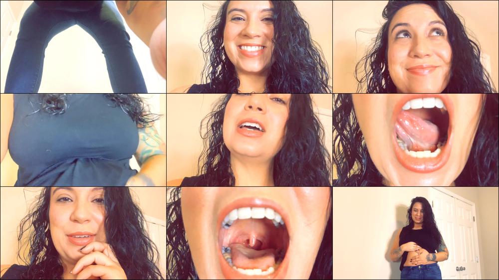 Giantess has you for a snack