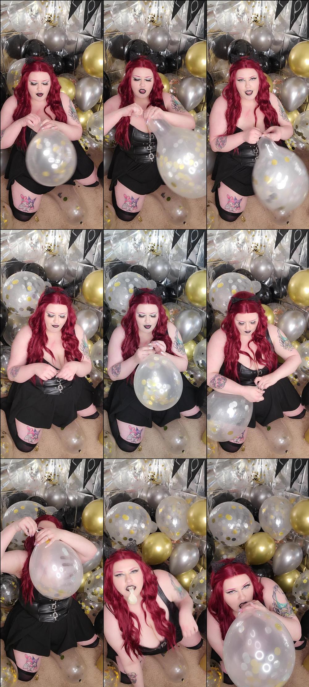 goth girl blows confetti balloons - January 13, 2022