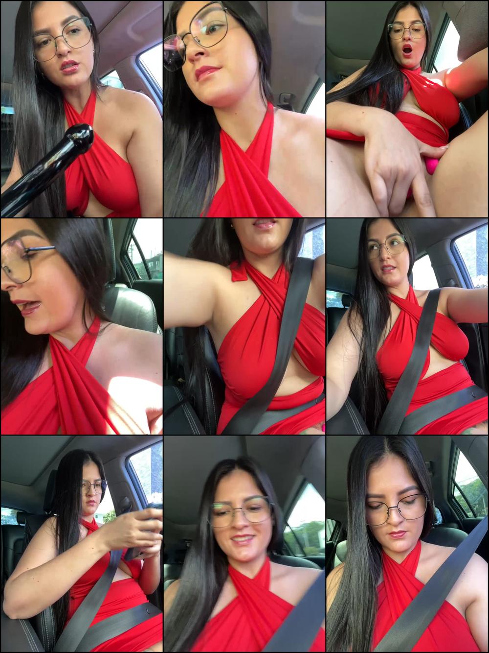 dildo fucking in the Car