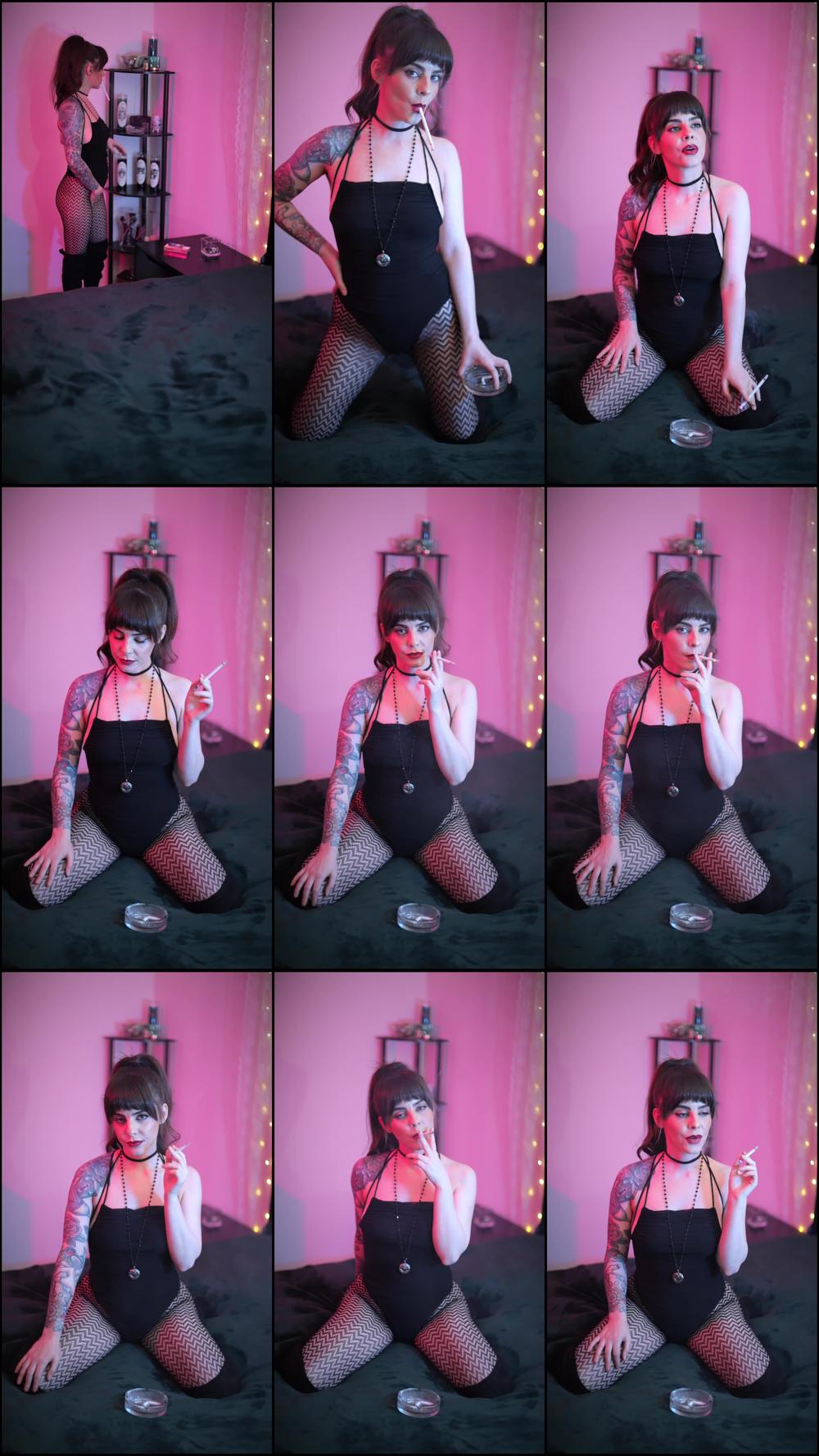 Smoking in Fishnets and Bodysuit