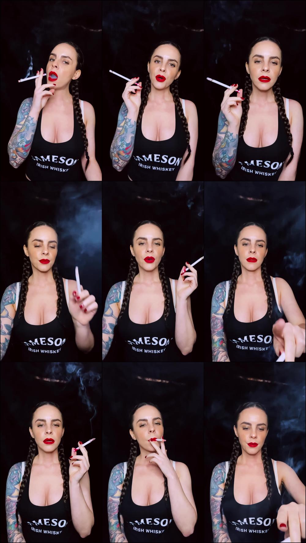 Smoking with Braids and Red Lipstick
