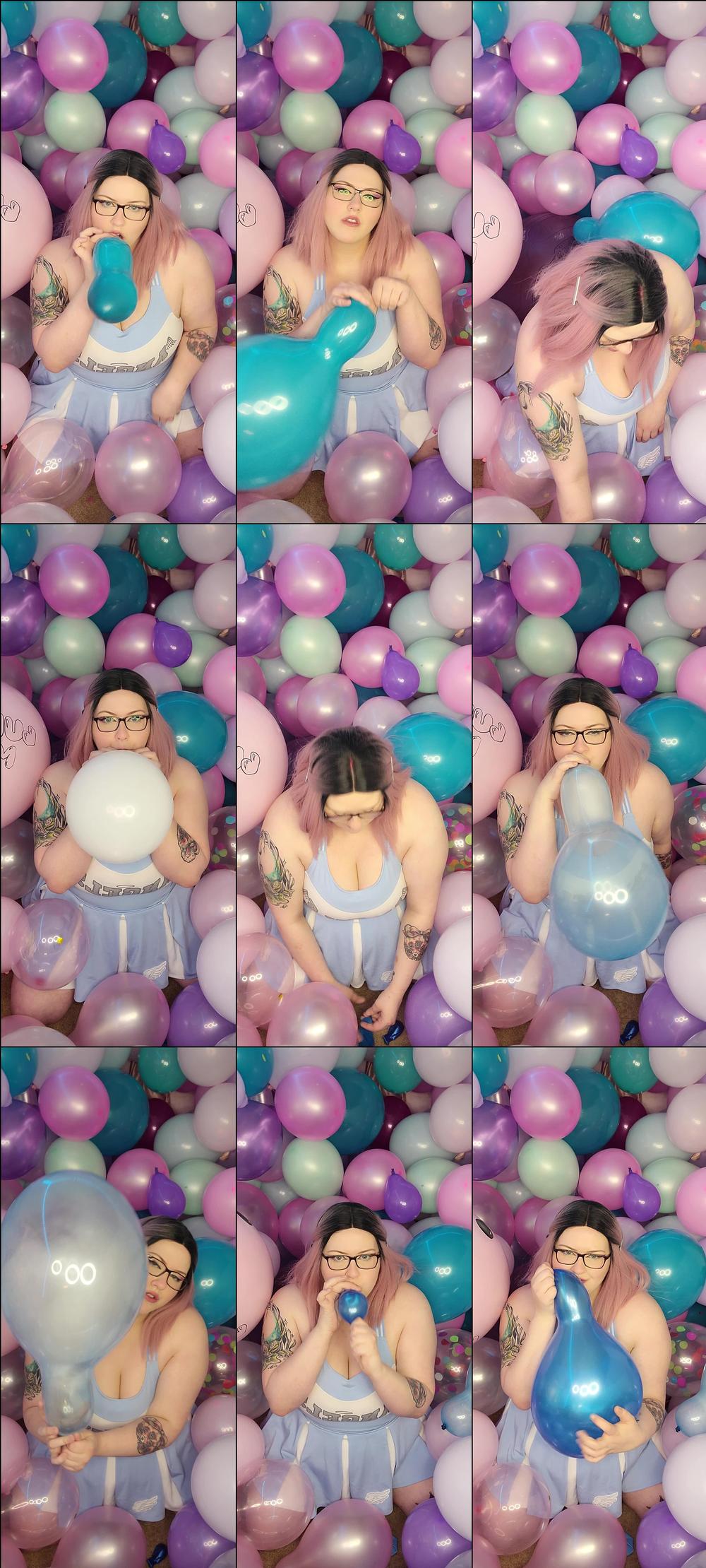 angelic cheerleader blows balloons - January 24, 2022
