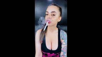 Smoking in Black and Pink Tank Top (Dani Lynn)