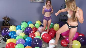 Amber +Julie Stomp Pop 100 Balloons (Custom Fetish)