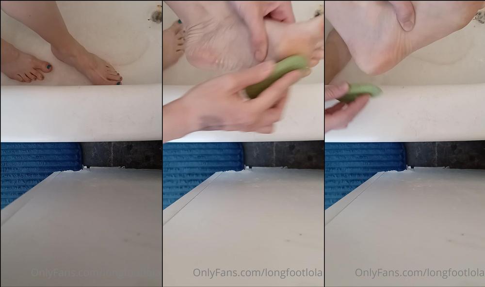 longfootlola 03 05 2022 2442922454 Washing and scrubbing my dirty feet in the cool refreshing water.