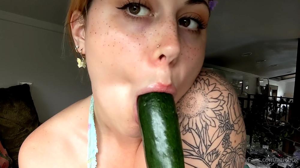 aziebugx 180956392 a clip from a custom video i made yesterday it was supposed to be a cucumber video but all i could get my hands on was a small zucchini. lol there were no complaints though 3