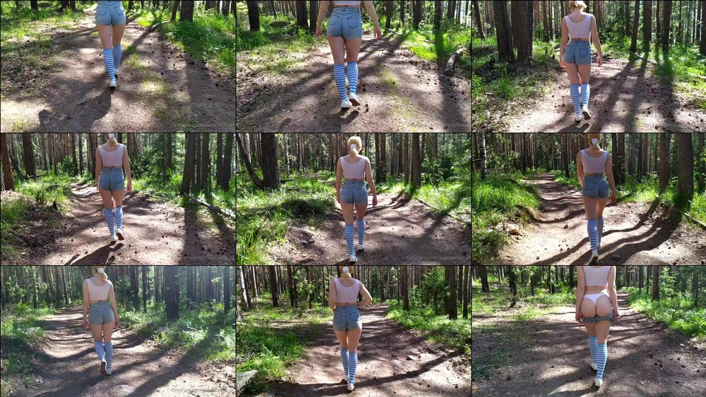 sweetiefox_of 21 06 2020 452311109 Forest walking in jeans shorts