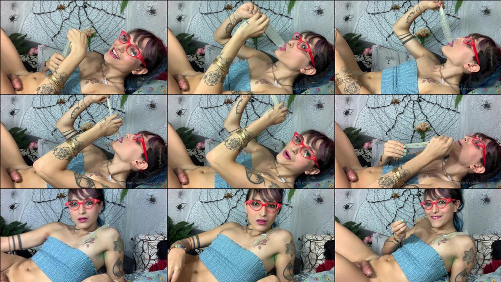 flowergothroze 10 11 2020 1233494411 Your trans girlfriend plays with her ass and eats her cum out of the condom while you watc