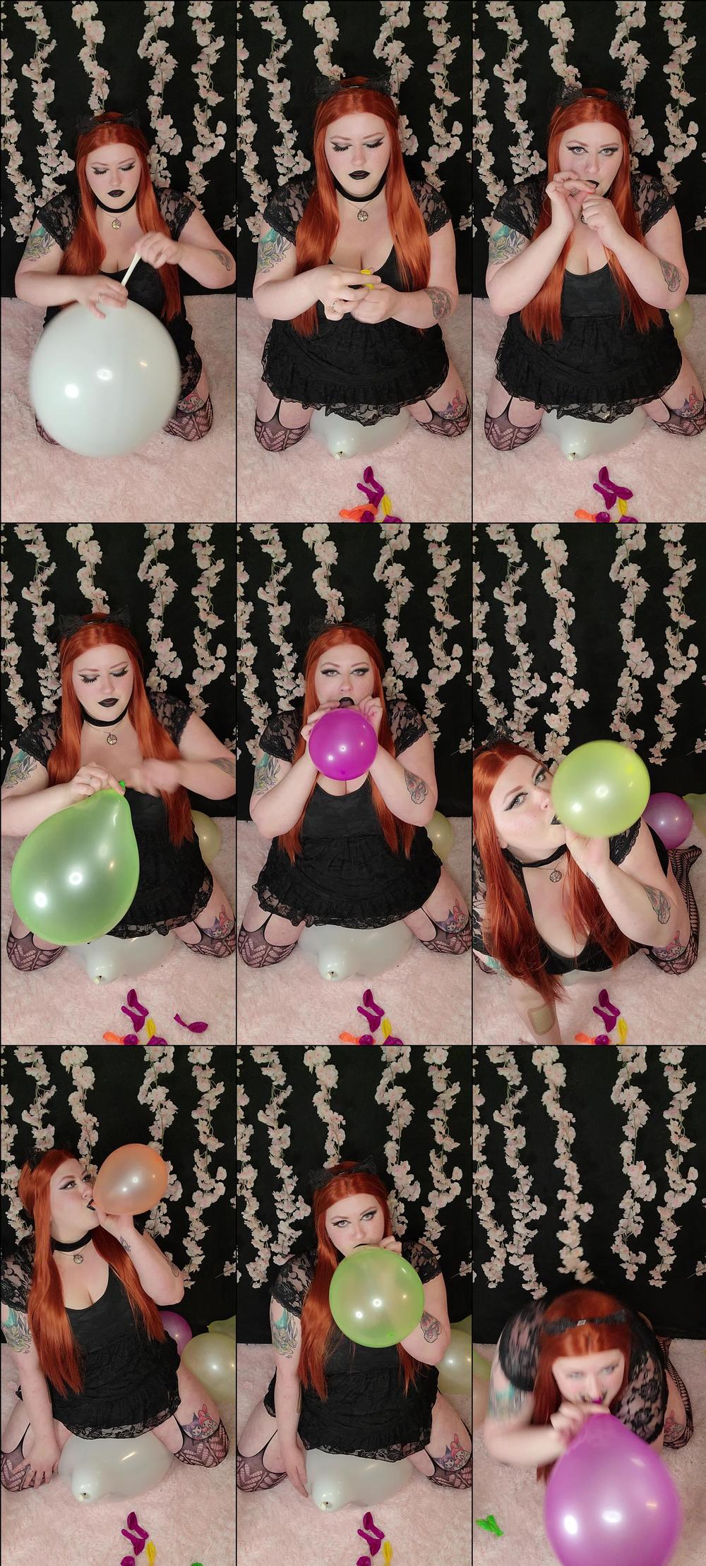 Goth Ginger Blows Rainbow Balloons - March 07, 2022