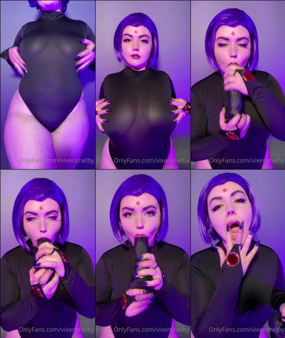 vixenshelby 218561374 raven gives a nice blowjob showing you her outfit and rubbing her body raking her nails over you slightly sheer bodysuit squishing her breasts to 