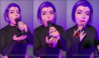 vixenshelby 218561374 raven gives a nice blowjob showing you her outfit and rubbing her body raking her nails over you slightly sheer bodysuit squishing her breasts to  (Vixenshelby)