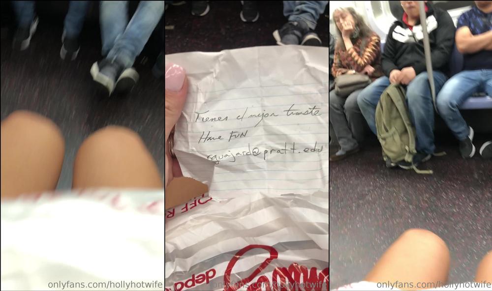 hollyhotwife 07 05 2019 31245090 Video of me letting all of the guys on the subway look up my dress  Cannot wait to do more