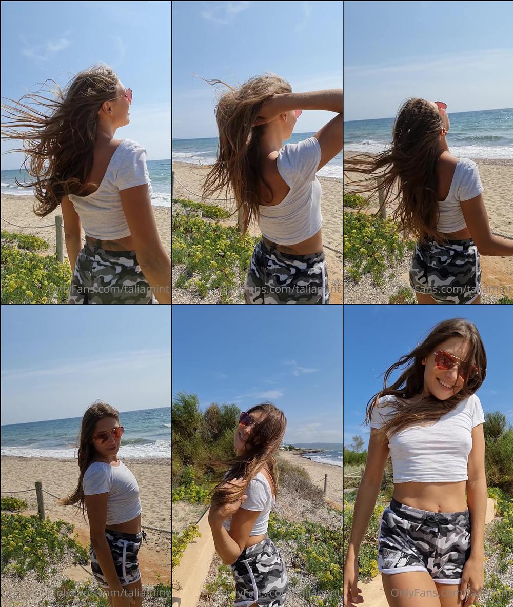 taliamint 07 10 2020 1032751709 Naughty slowmo flashing at a beach bar 